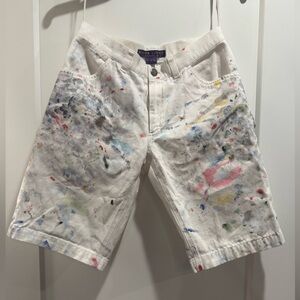 Ralph Lauren Purple Collection Label white shorts w/paint splatter design Size4